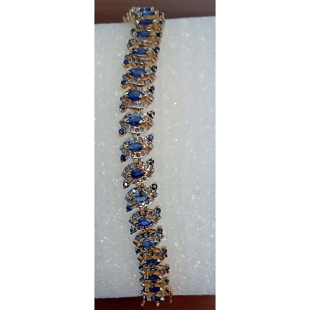 Sapphire Diamond 14k Yellow Gold Unique Heirloom Bracelet